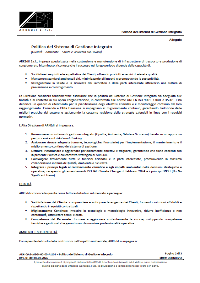 Politica Arkedil Srl